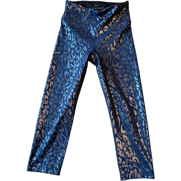 EUC Heroine Sport Cropped Metallic Cheetah Leggings Navy Cheetah Women's Size XS - Picture 4 of 6